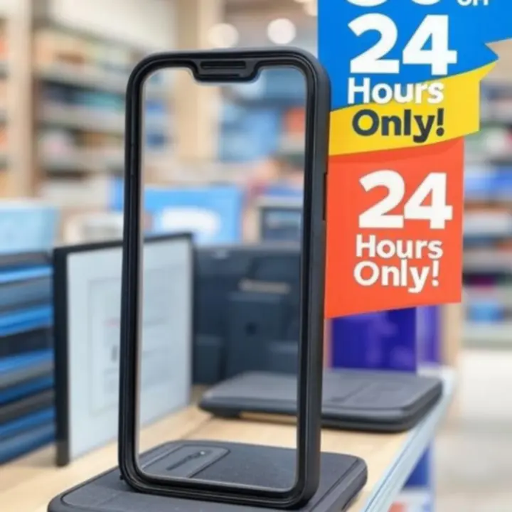 Baner z limitowanymi czasowo promocjami na akcesoria do telefonów.