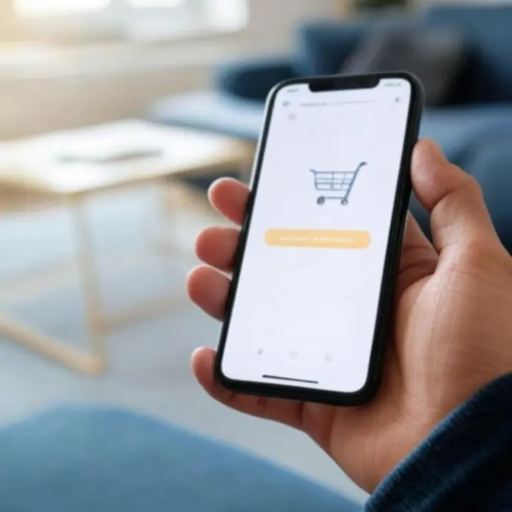 Telefon prezentujący bezpieczną stronę płatności z ikoną kłódki.